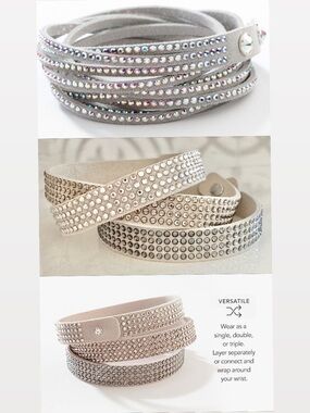 Touchstone Crystal Wrap Bracelet 2 piece BUNDLE - Light Gray